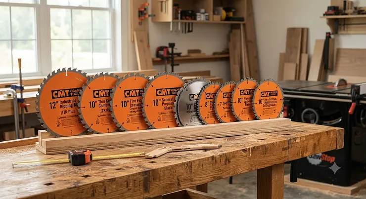 A comprehensive look at the CMT table saw blade lineup for woodworking projects. CMT table saw blade review