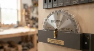 Proper storage techniques for a sharp table saw blade for laminate.
