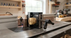 An affordable router table micro adjustment fence accessory priced under $50 for precise woodworking.