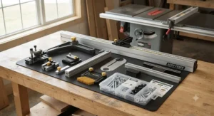 Overview of a versatile fence accessory kit compatible with major cabinet saw brands