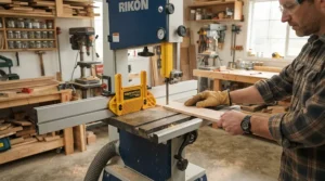 Applying a dual featherboard kit for narrow stock on a bandsaw for accurate resawing.