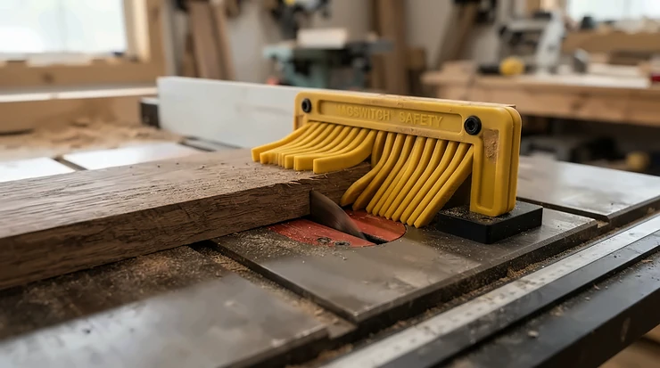 A precision cut made possible by a properly adjusted featherboard for resawing thin stock.