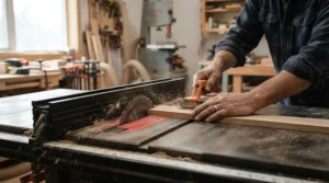 An essential safety accessory, the featherboard for resawing thin stock prevents kickback on the table saw.