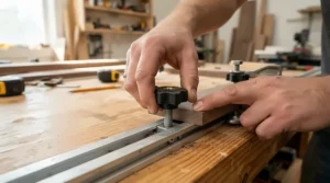 Installing a featherboard set under $40 into a standard miter slot with miter bolts and hardware.