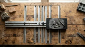 Graphic comparing magnetic featherboard vs clamp on featherboard regarding miter slot installation.