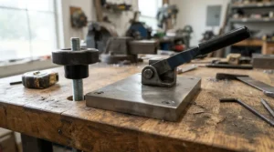 Infographic analyzing magnetic featherboard vs clamp on featherboard tension mechanisms.
