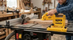 Combination of feather board and push block system for narrow rip cuts review on cast iron table