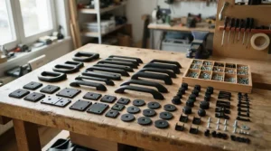 All included components laid out for the push block system for narrow rip cuts review