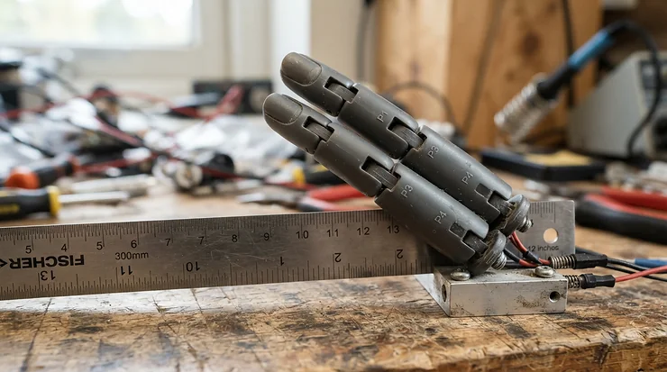 Angled close-up shot showing the flexible plastic fingers of a standard featherboard for miter slot table saws.