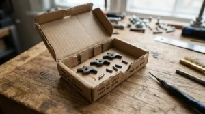 Packaging containing aftermarket anti kickback pawls under $60 and necessary mounting pins.