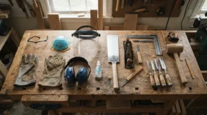 Smart workshop upgrades featuring an economical blade guard for bandsaw and table saw combo shop use.
