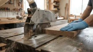 Demonstrating how a splitter for table saw kickback prevention stops kerf binding